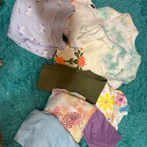 Colorful Graphic Long Sleeve Shirts and Leggings Set